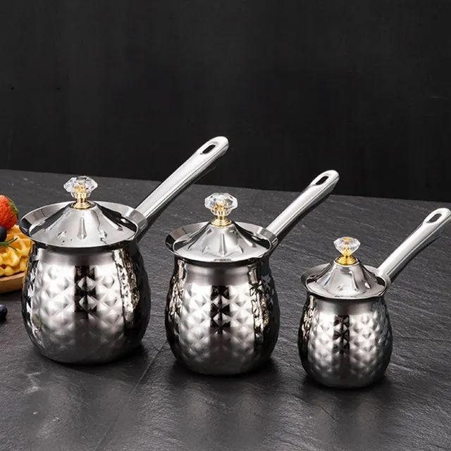 Кофейник из нержавеющей стали с крышкой и длинной ручкой