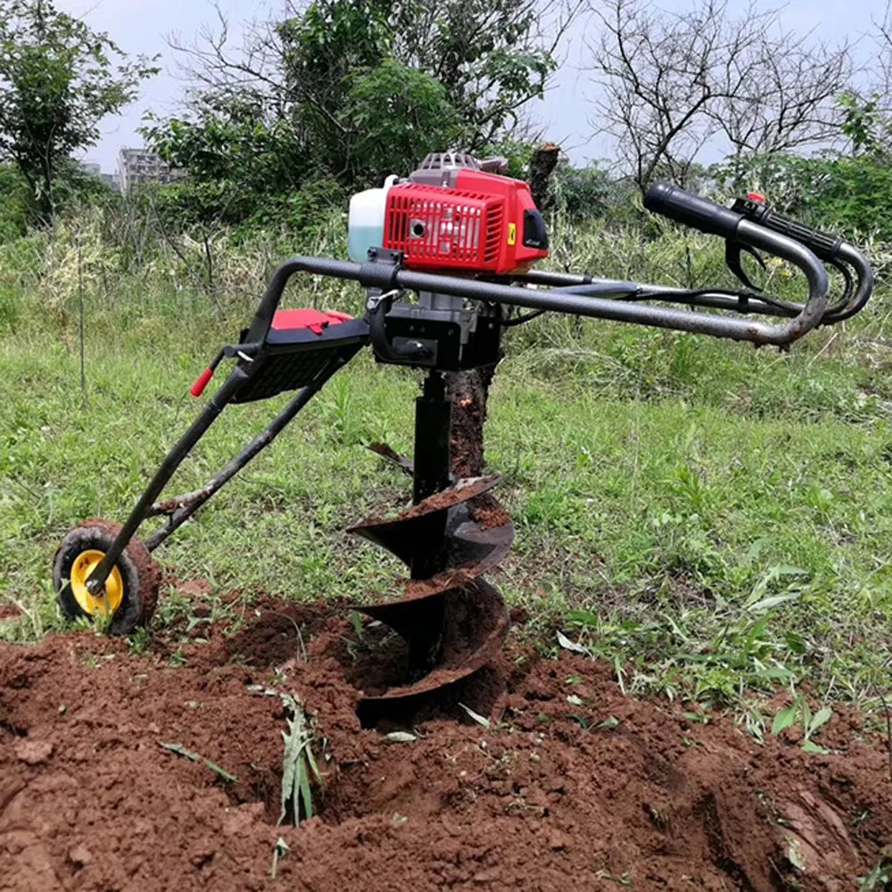 2 Stroke 68cc New Design with Quick Stop Clutch Drum Earth Auger with Wheel and Stand