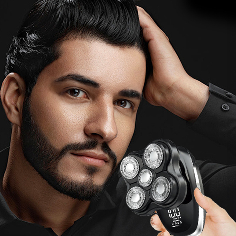 Cordless 5D Men Rotary Hair Trimmer Waterproof Magnetic Blade Head Shaver