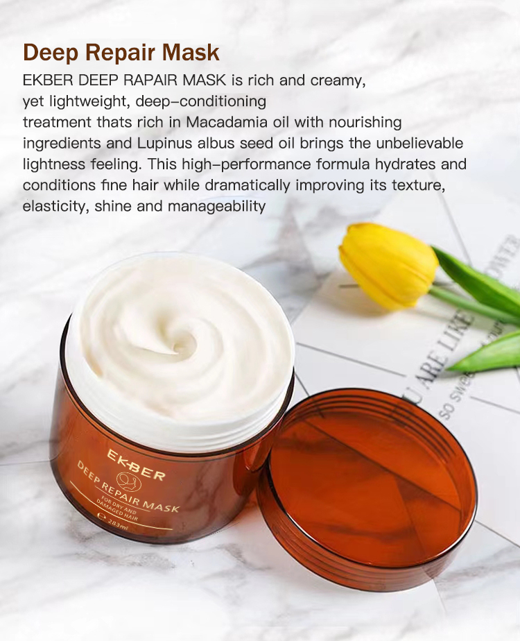 New Formula Ekber Vegan Macadamia Oil Nourishing Dyed Perm Argan Oil Fast Absorbed Keratin Collagen Hair Mask