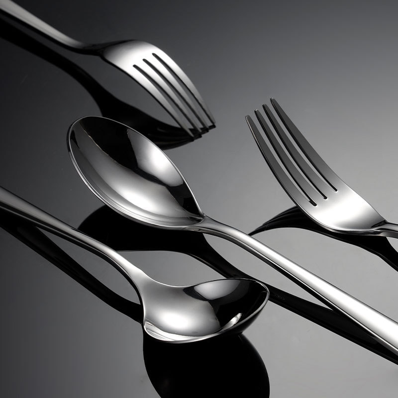 304 Stainless Steel Knife Fork Spoon Set Hotel Heavy Cutlery with Square Handle