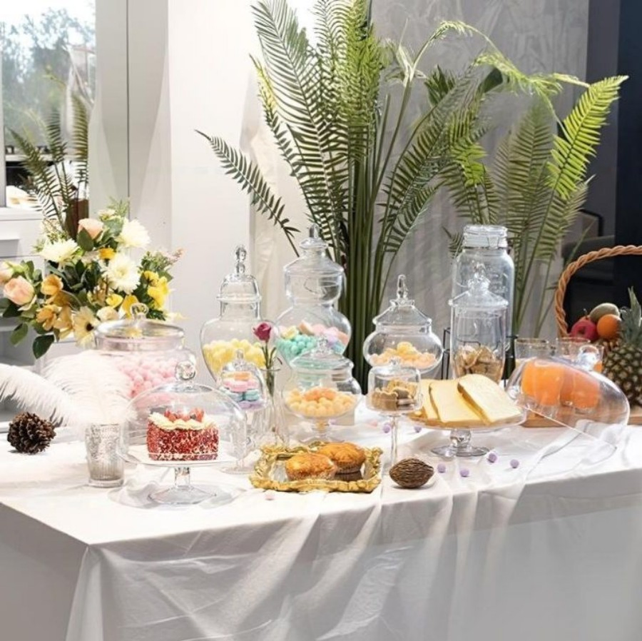 Mouth Blown Glass Food Storage Tank Jar with Glass Lid