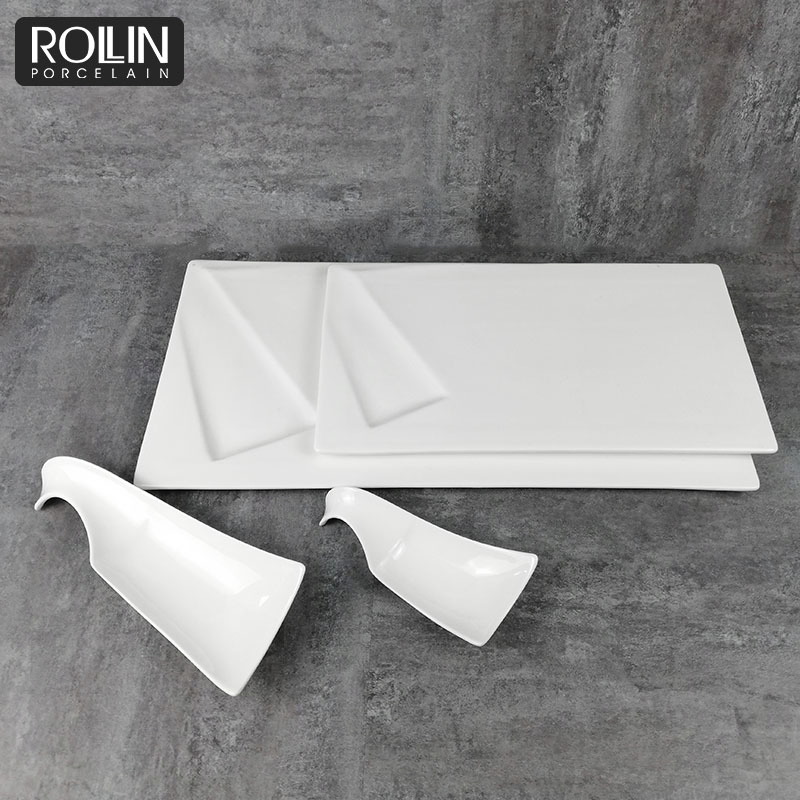 Japan Style Divided Plate Rectangular Plate Sushi Plate Flat Plate