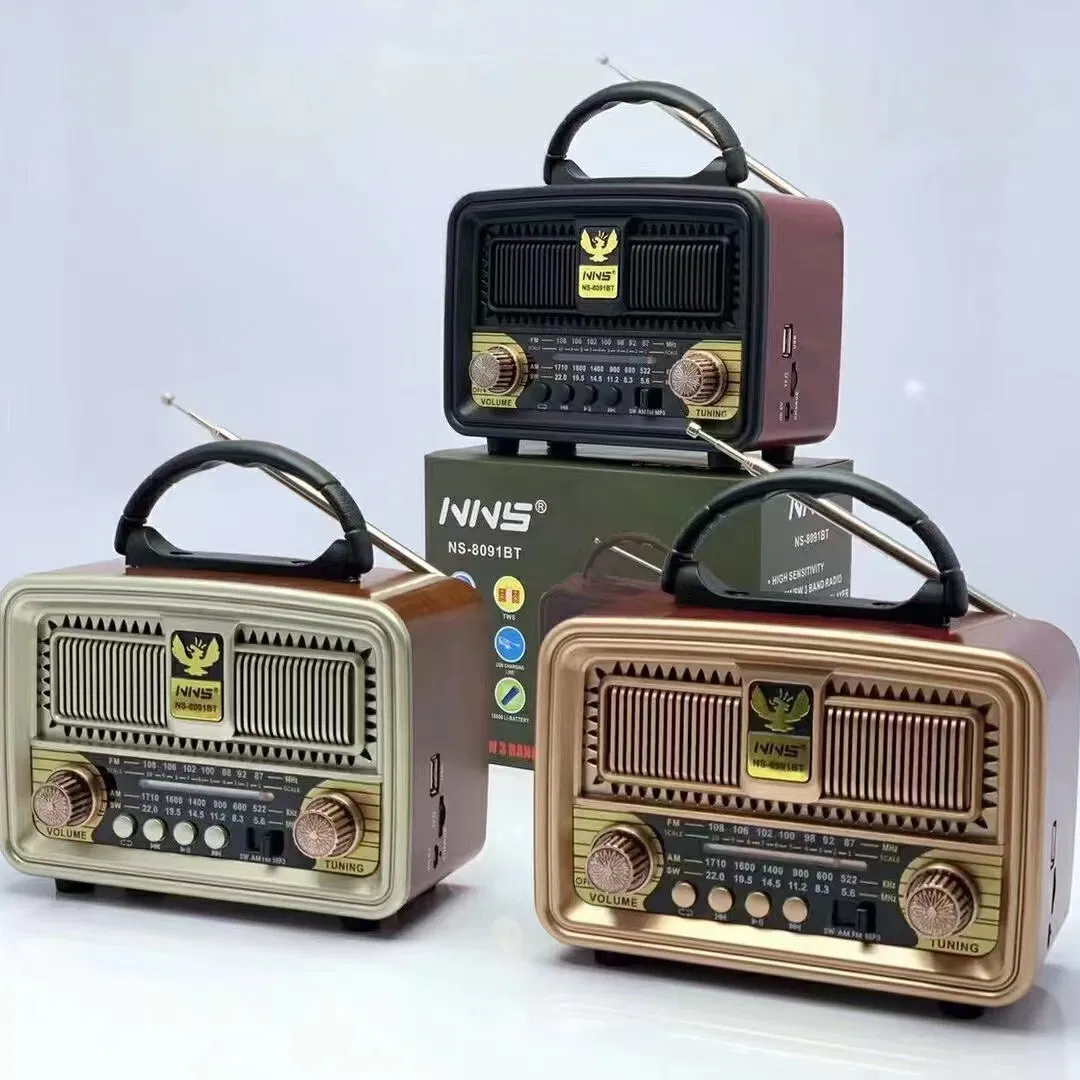 Ретро радио NS-8091BT с Bluetooth, деревянный корпус