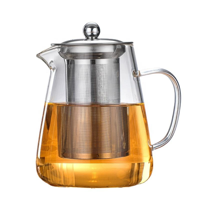 Glass Teapot Removable Stainless Steel Infuser Steeper Filter Tea Maker