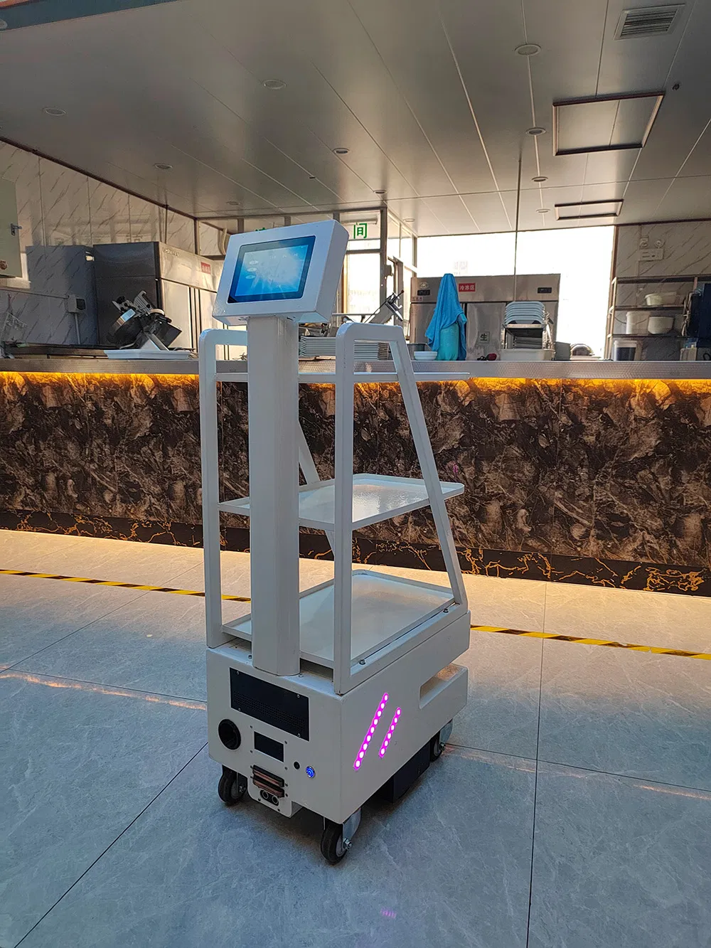 Ai Food Delivery Robot with 3D Full-Directional Obstacle Avoidance - 50kg Load Capacity Autonomous Serving Robot for Restaurant Hotel Catering