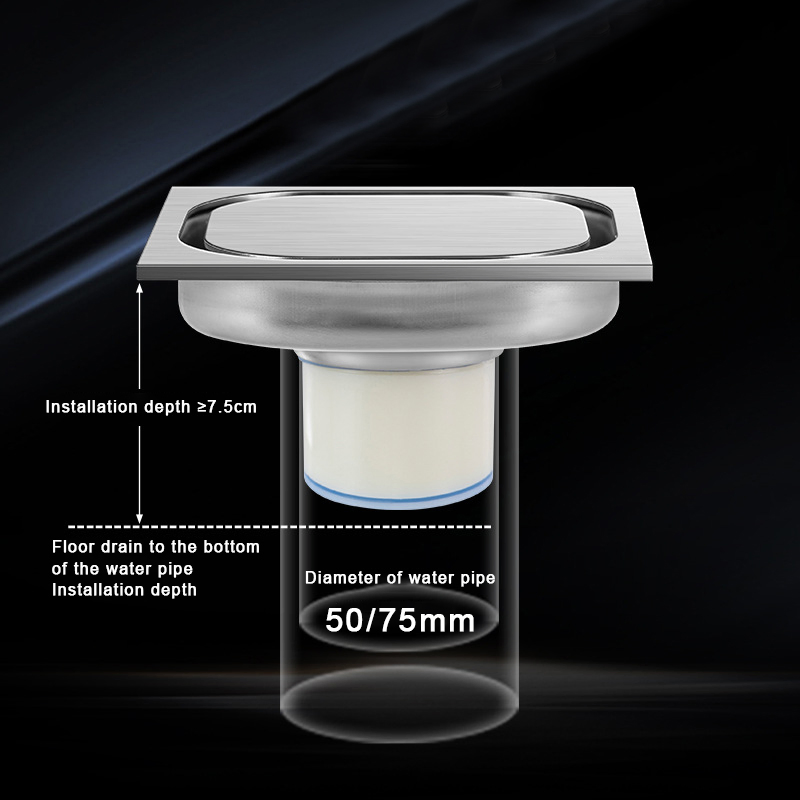 10*10cm Square Shower Floor Drain 304 Stainless Steel Bathroom Floor Drain