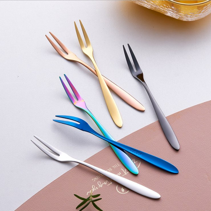 Wholesale Stainless Steel Reusable Dessert Cake Fork Fruit Fork