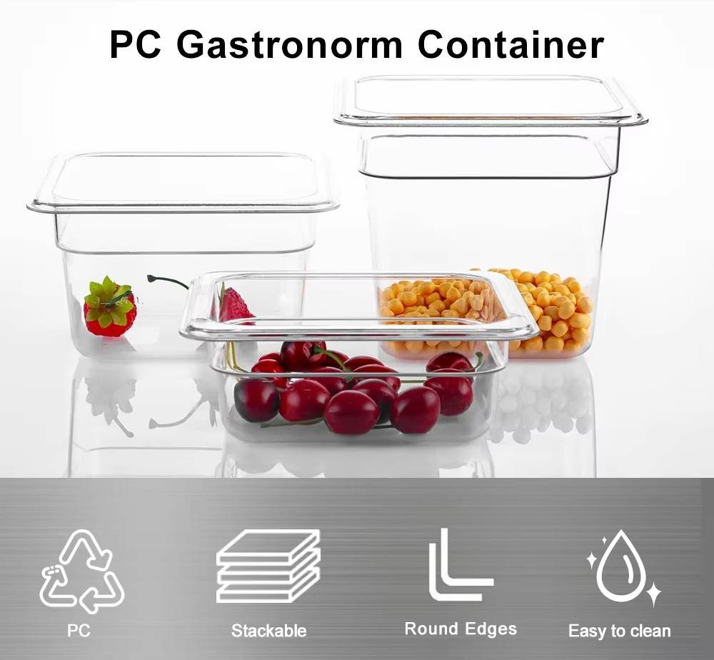 Gn Food Grade 1/1 Size Clear Polycarbonate Food Pan Lid with Notched