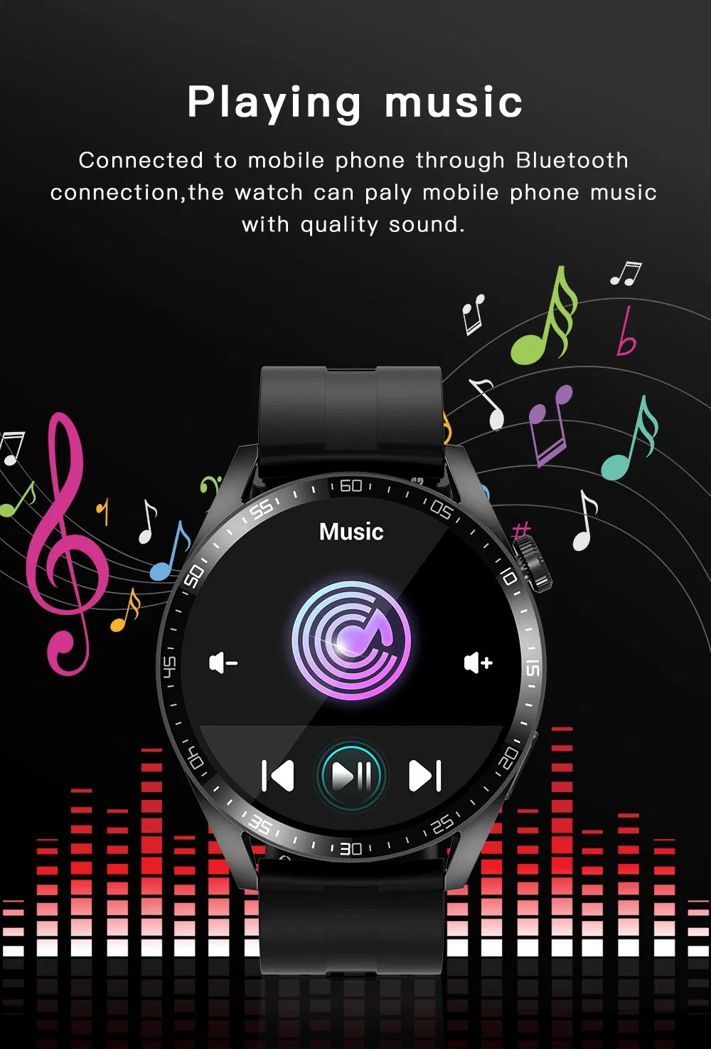 Custom 1.32 Inch Round Resolution 360*360 Super Long Standby IP67 Bt Call Health Monitoring Fw03 Smartwatch