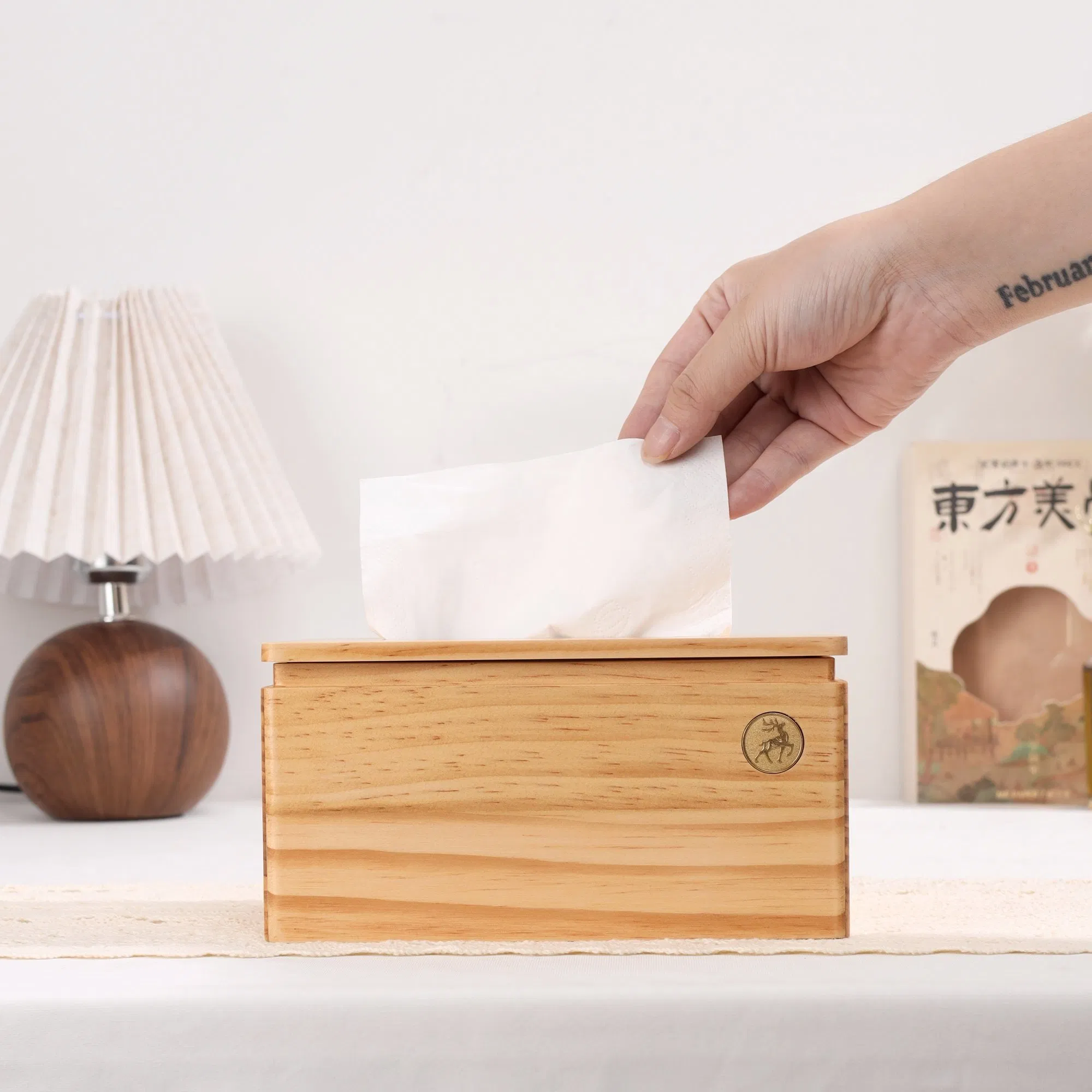 Elegant Wooden Box for Kitchen Countertop and Toilet Paper Roll Dispenser