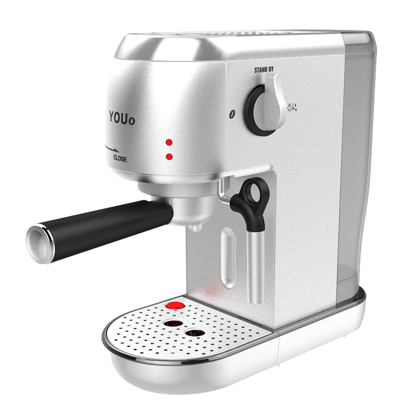 CE CB LVD EMC Approved 20 Bar Pump 1400W Powerful Expresso Coffee Maker Coffee Machine with Stainless Steel Housing, Temperature Control, Removable Drip Tray