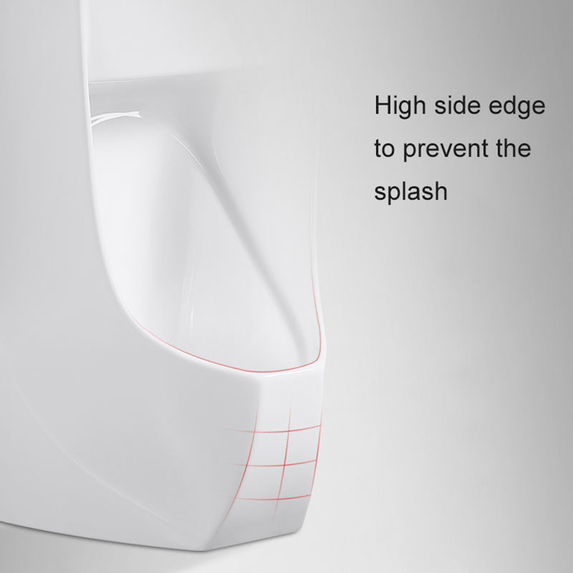 Modern Bathroom Men's Wall-Mounted White Ceramic Toilet Bowl Basin with Gravity Flushing and Sensor Urinal