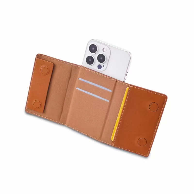 Fresh New 2025 Find My GPS Location PU Leather Magnet Smart Phone ID Card Holder Wallet External Slot Pocket for iPhone with Magsafe