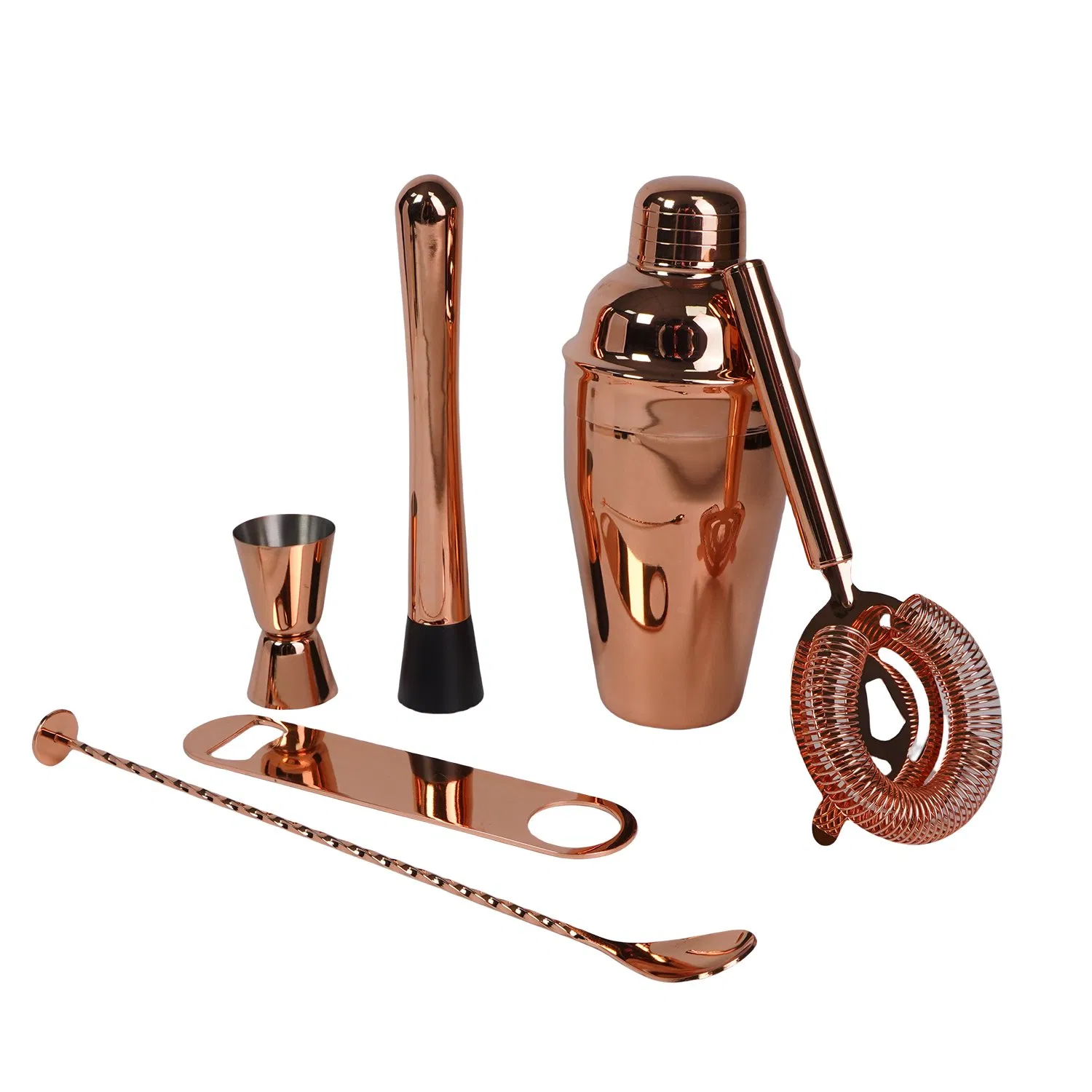 Royal Rose Gold Copper Cocktail Bar Shaker Set with Gift Packing