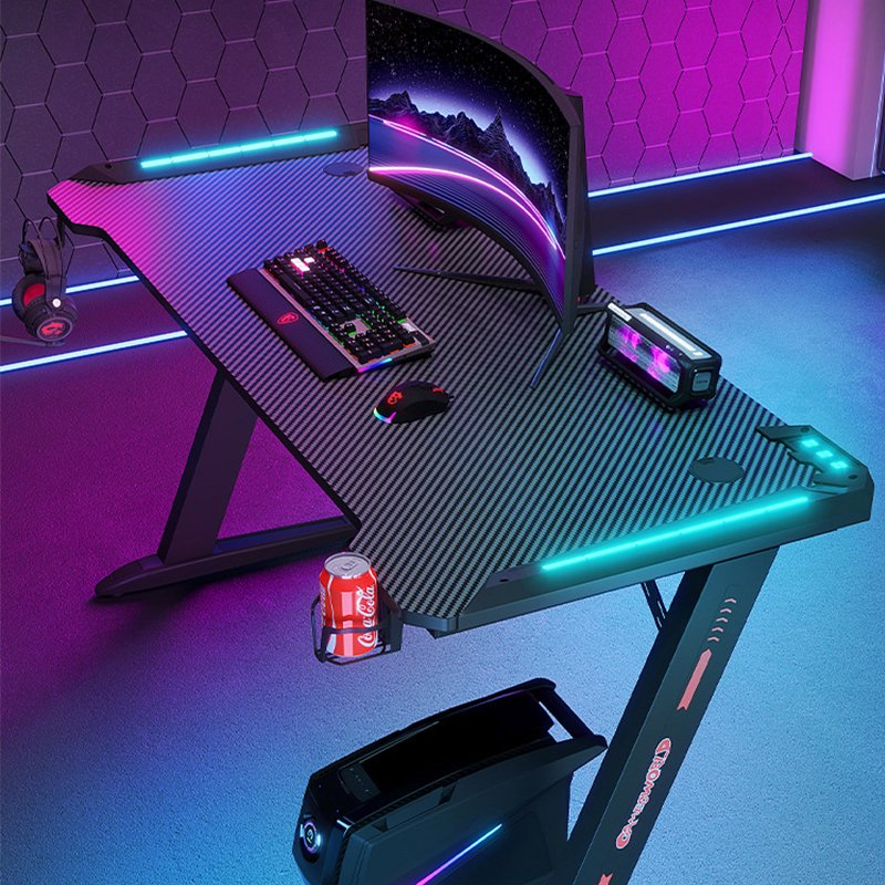 Factory Supply Gamer Room Desk Home Office LED RGB Light E-Sports PC Computer Gaming Table