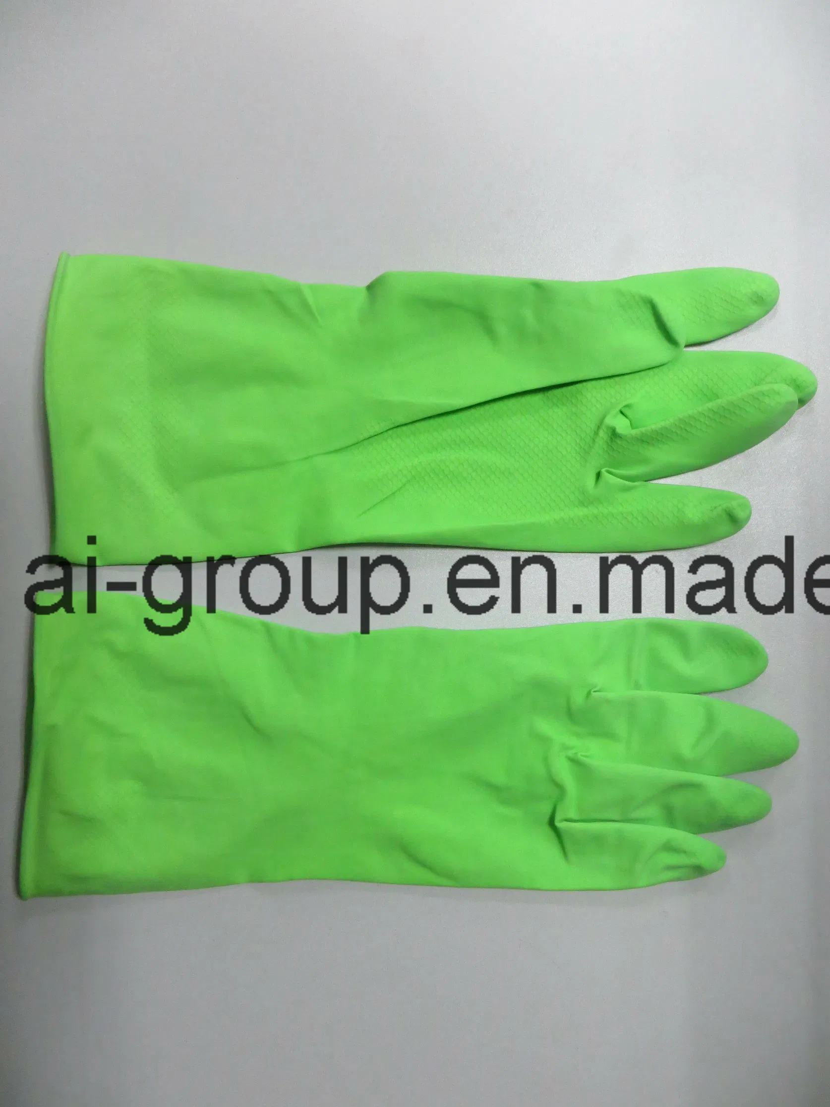 Household Long Working Green Latex Waterproof Gloves with SGS Approved