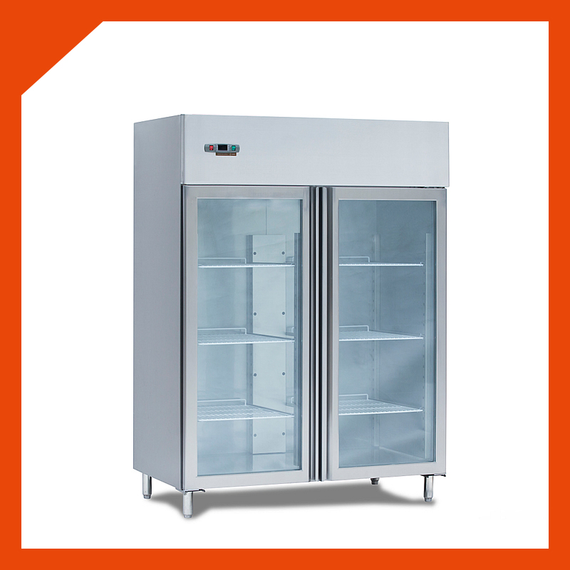 Ho1410uoh201 Stainless Steel 201 2 Full Glass Doors Kitchen Equipment Commerical/Home Appliance Blast Chest Upright/Vertical Chiller/Fridge/Refrigerator/Freezer