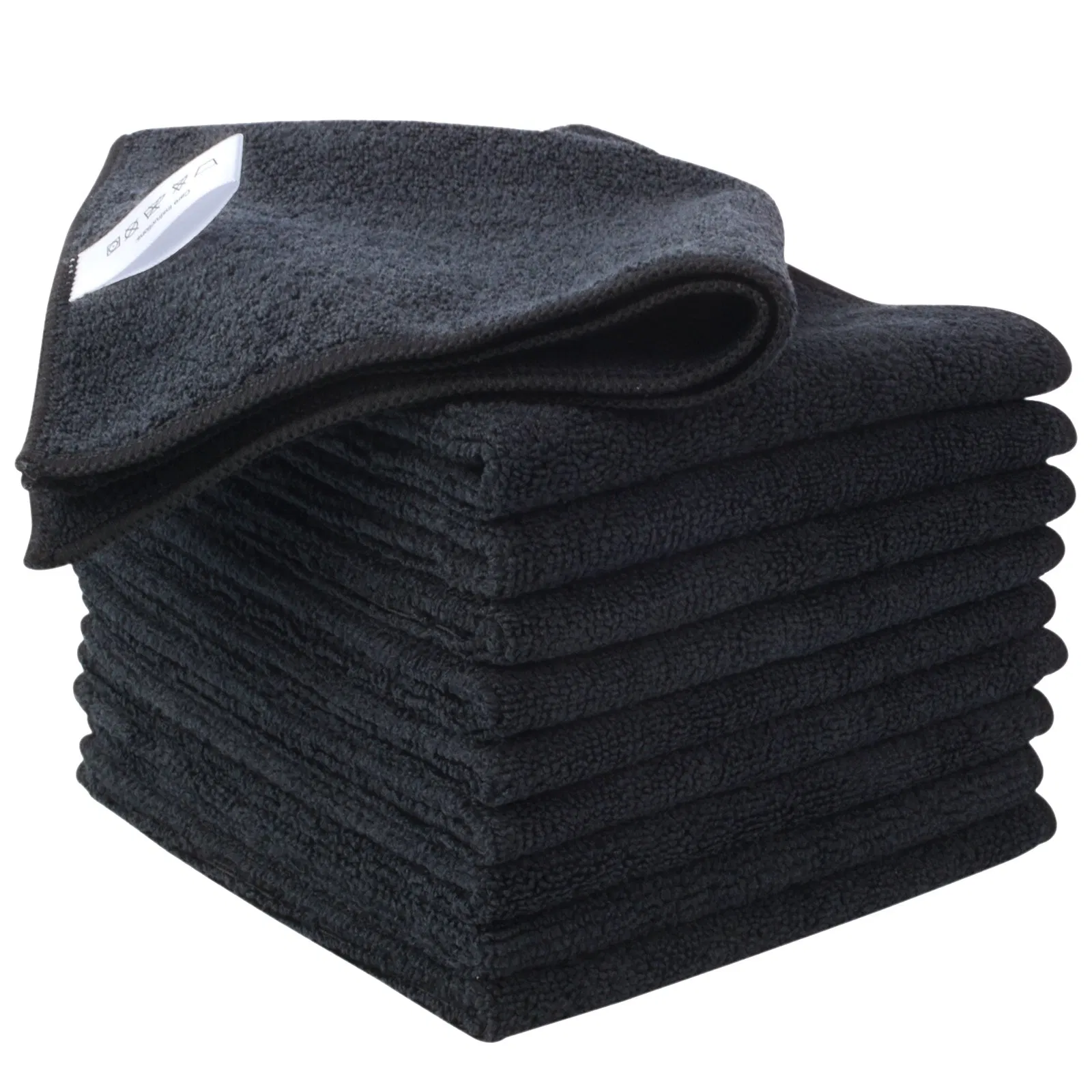 10PCS Black Microfiber Kitchen Cleaning Cloths Towels Milk Tea Shop Coffee Machine Special Rag Household Cleaning Towel