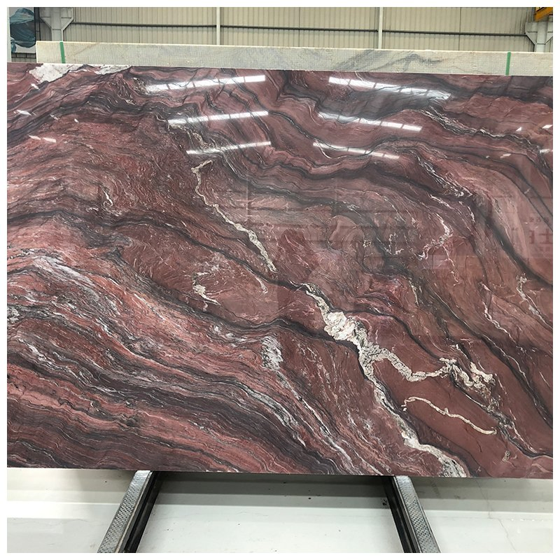 Brazilian Red Fusion Revolution Exotic Quartzite for Bookmatched Wall and Countertops