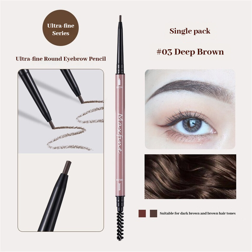 Dual Head Rotary Eyebrow Pencil with Ultra Fine Point and Angled Spoolie Brush Included