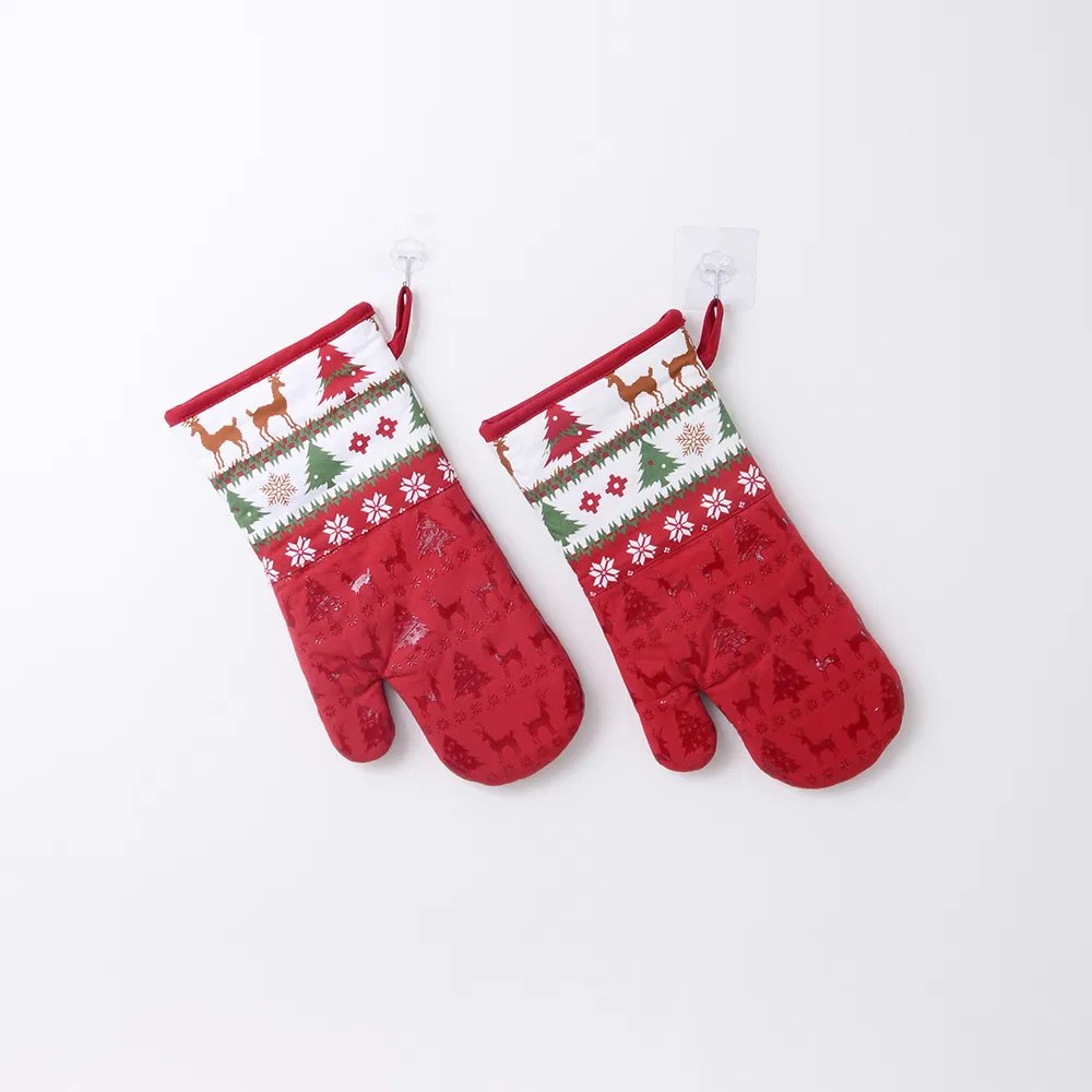 Selling High-End Heat-Resistant Christmas Series Printing Silicone Oven Mitt at a Low Price