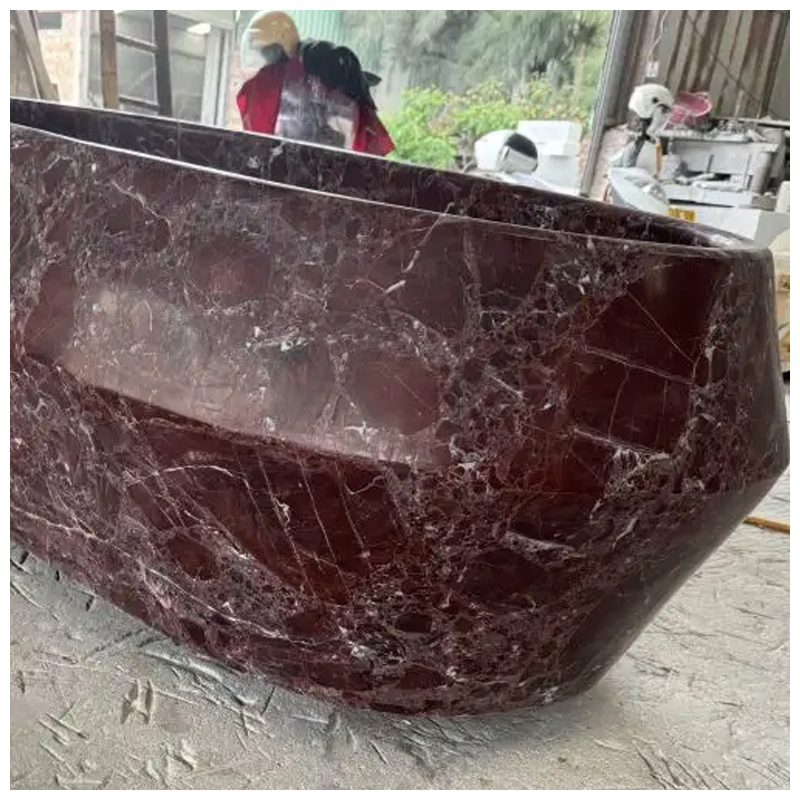 Rosso Levanto Dark Red Marble Bathroom Bathtub