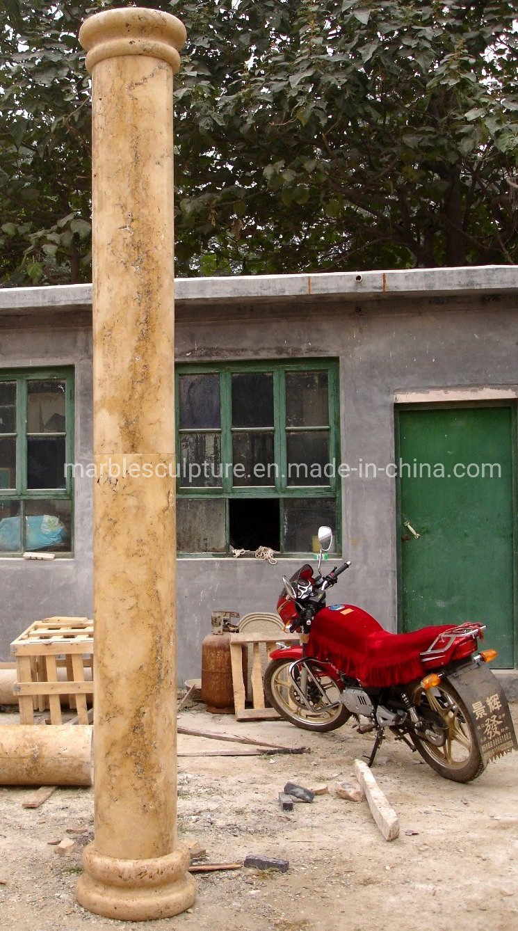 Beige Marble Column Stone Sculpture (SY-C024)