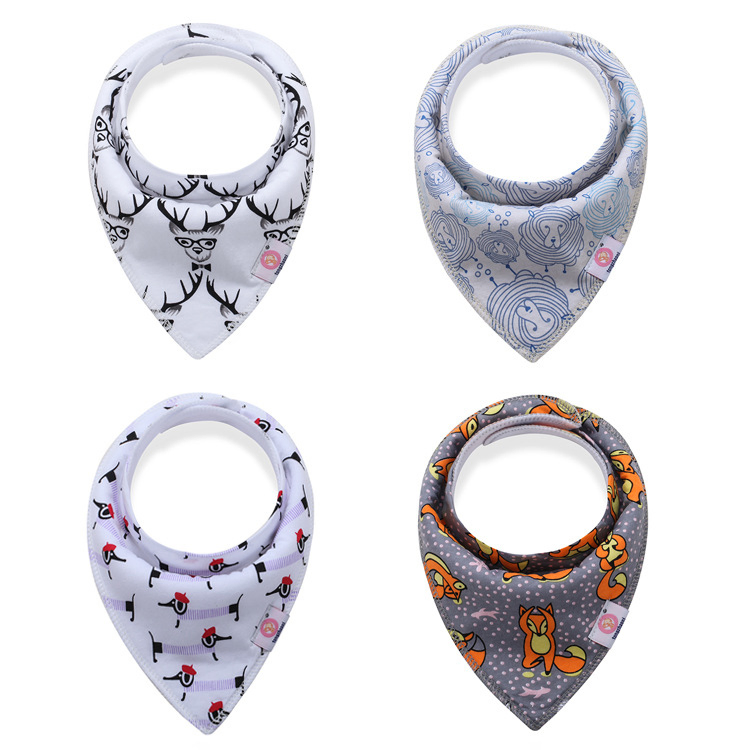 New Cute Cartoon Design Waterproof Drool Baby Toddler Bandana Cotton Bib