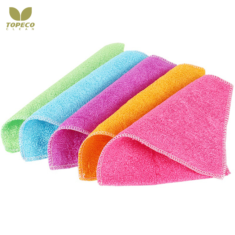 Multi Function Reusable Household Kitchen Antibacterial Customized Bamboo Fiber Cleaning Dish Cloth