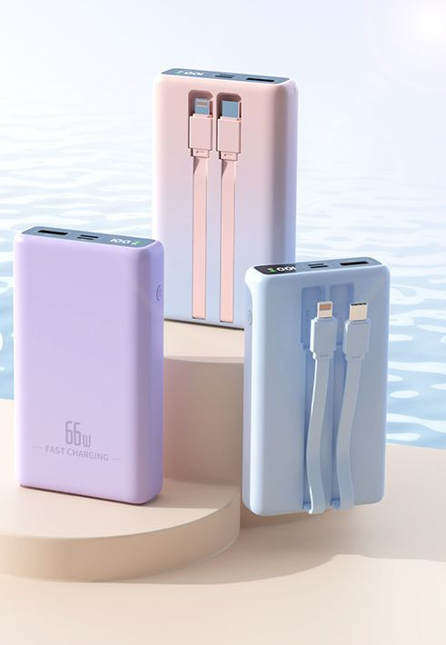 Портативный Power Bank 20000mAh с кабелем, быстрая зарядка