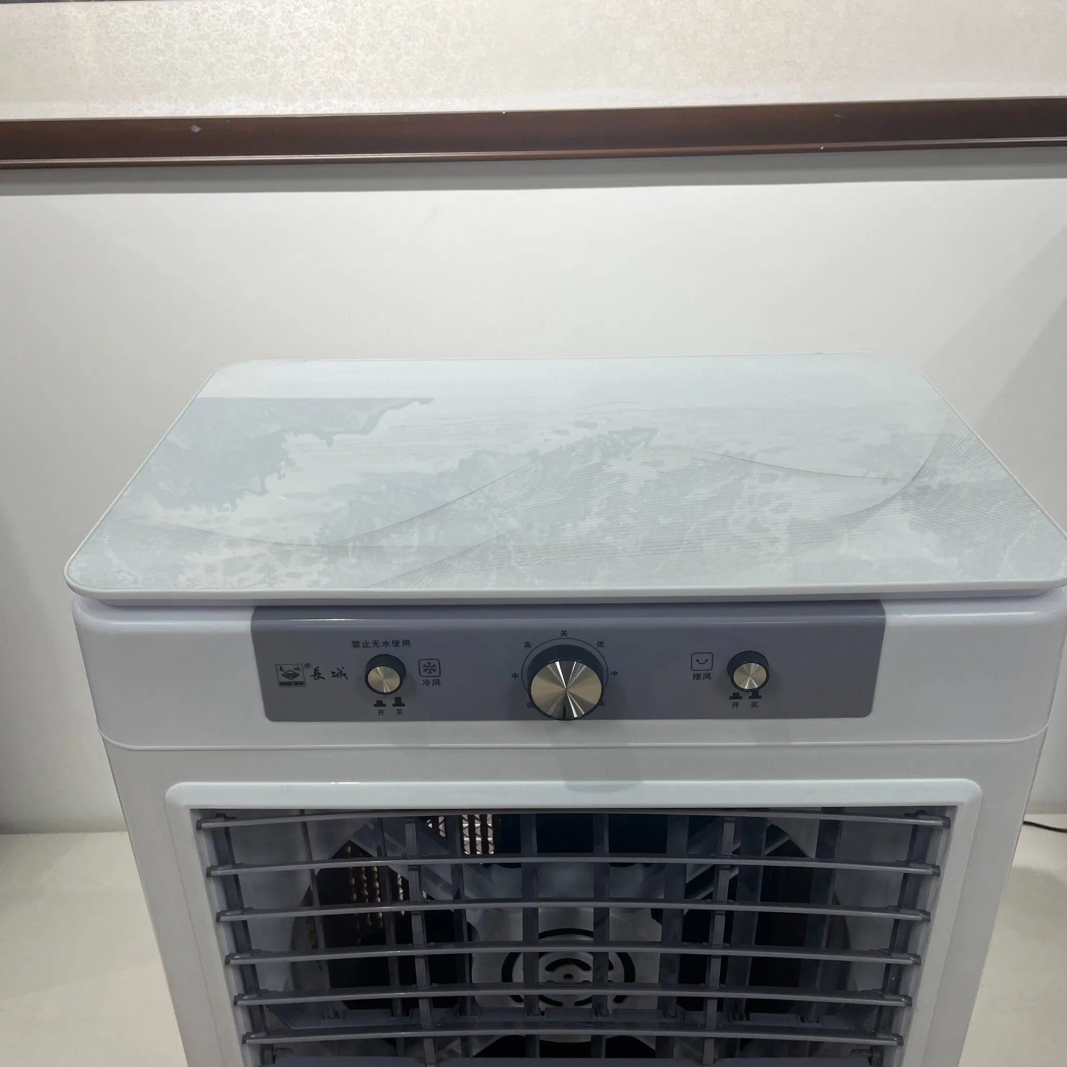 Air Cooler Fan Household Electric Air Cooler with Glass Top Cover