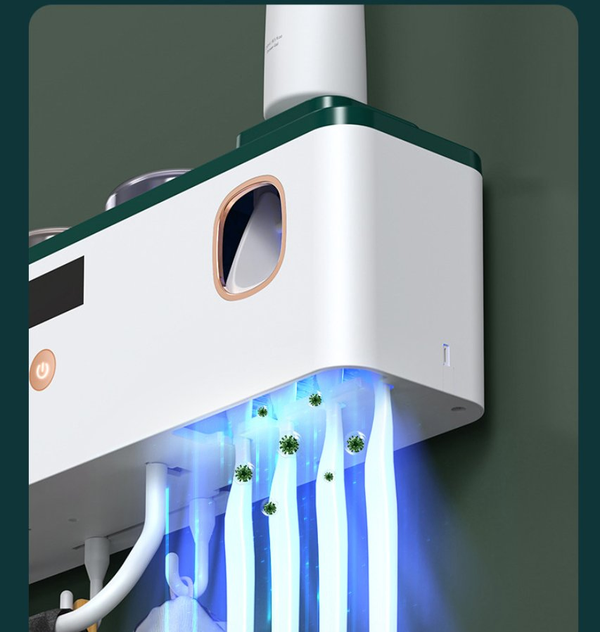 Disinfection and Sterilization Wall-Mounted Cup Toothbrush Holder Punch-Free Storage Rack Toothbrush Sterilizer