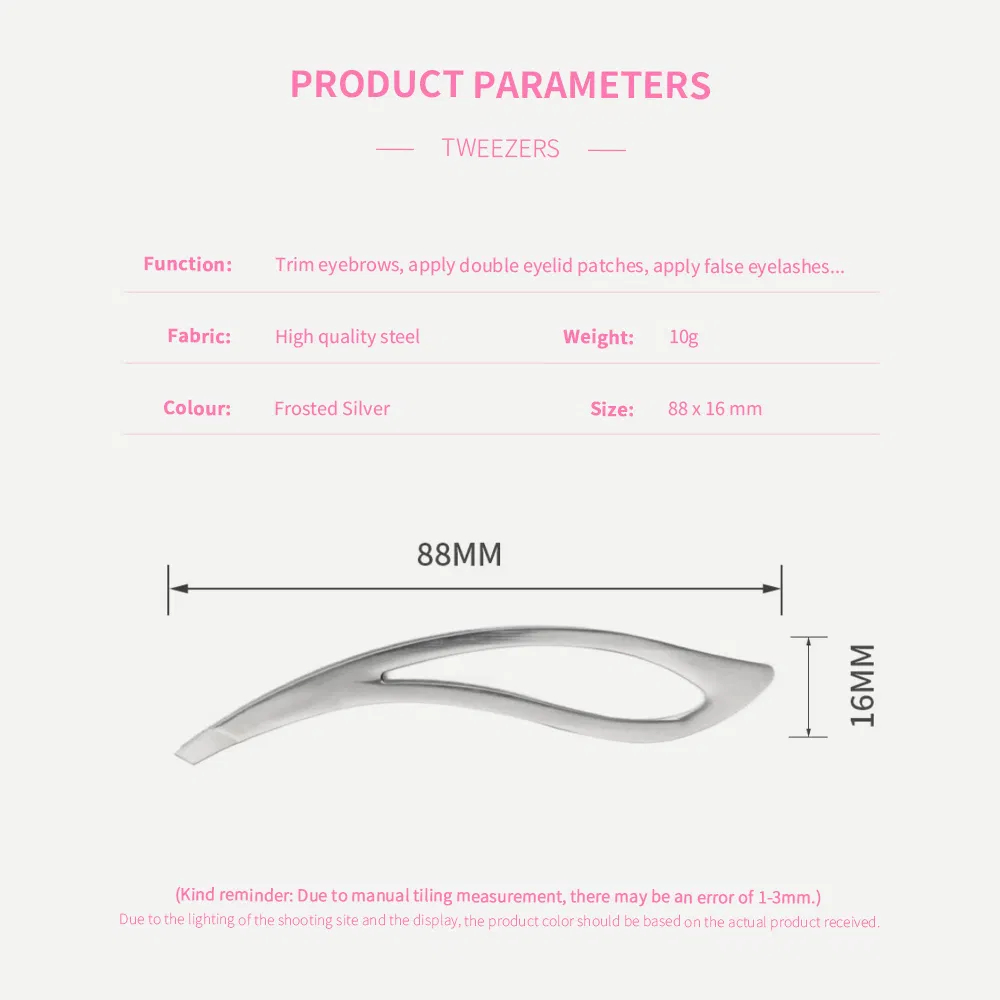 Eyebrow Facial Hair Removal Tool Guangdong Stainless Steel Slanted Squared Lash Eyelash Tweezers