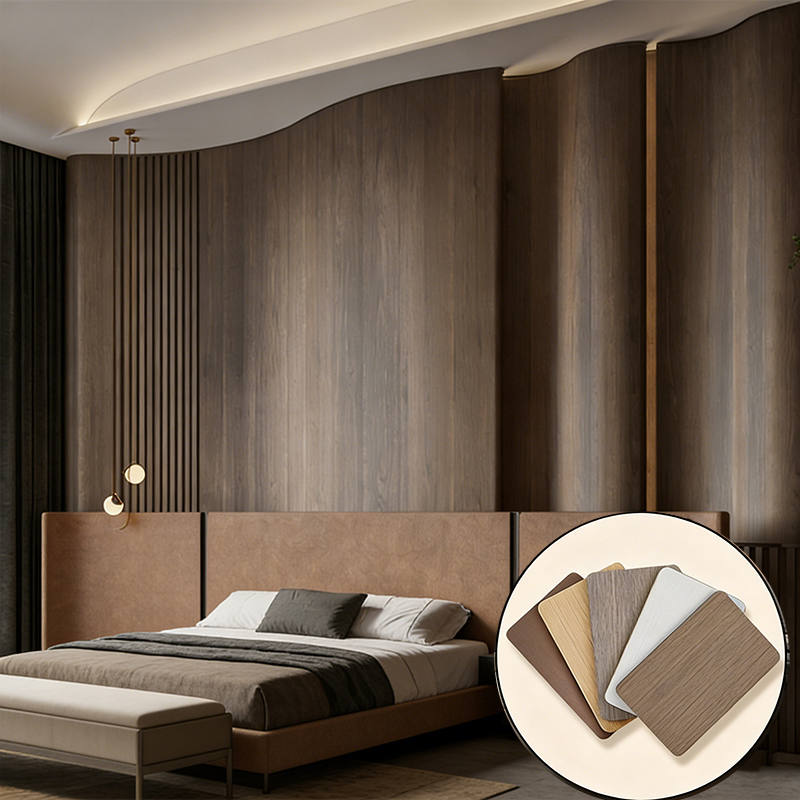 Customized Color Natural Moisture-Proof Waterproof Fireproof Wood Veneer Slat Panel