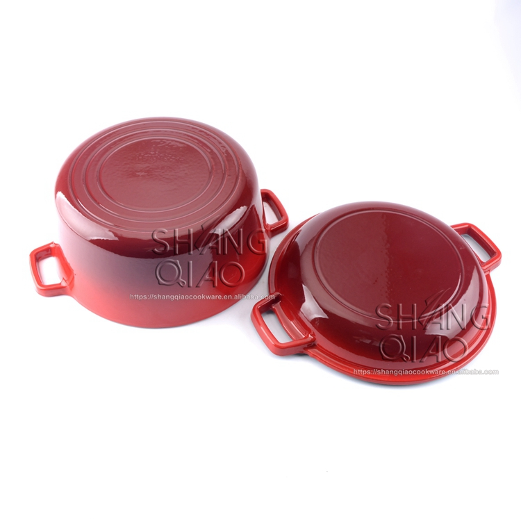 Эмалированная чугунная утятница 2-в-1 с крышкой-сковородой 26 см