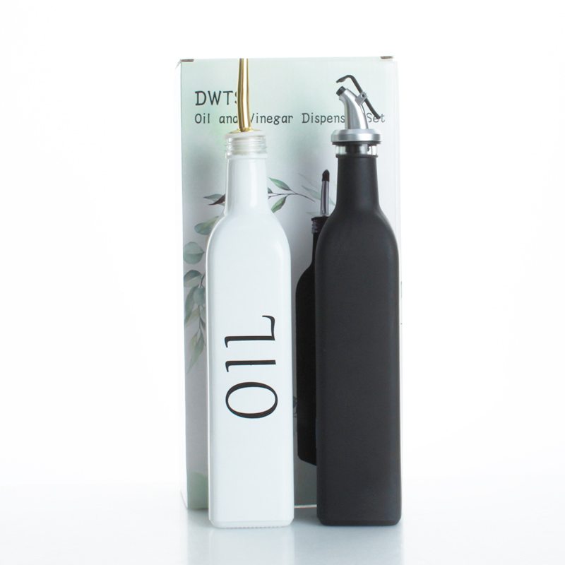 Custom Empty Square 500ml Olive Oil Glass Bottle with Plastic Pourer Caps