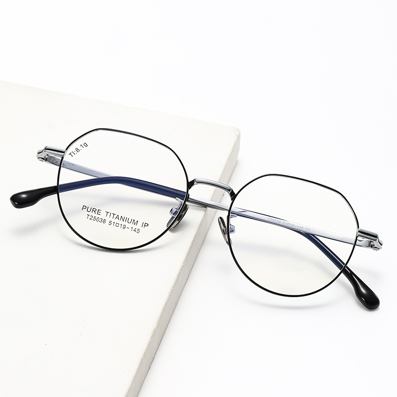 High Quality Optical Light Weight Pure Titanium Frame Prescription Glasses Geometric Eyeglasses Beta Titanium Optical Glasses Metal Eyewear Glasses