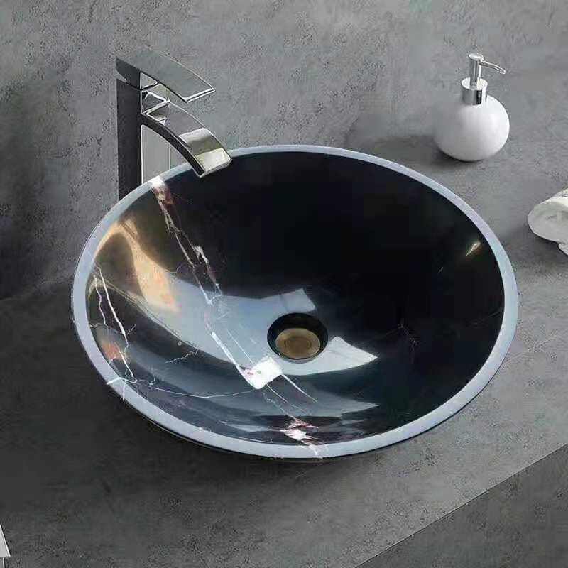 Round Marble Stone Vessel Sinks in Black Forest