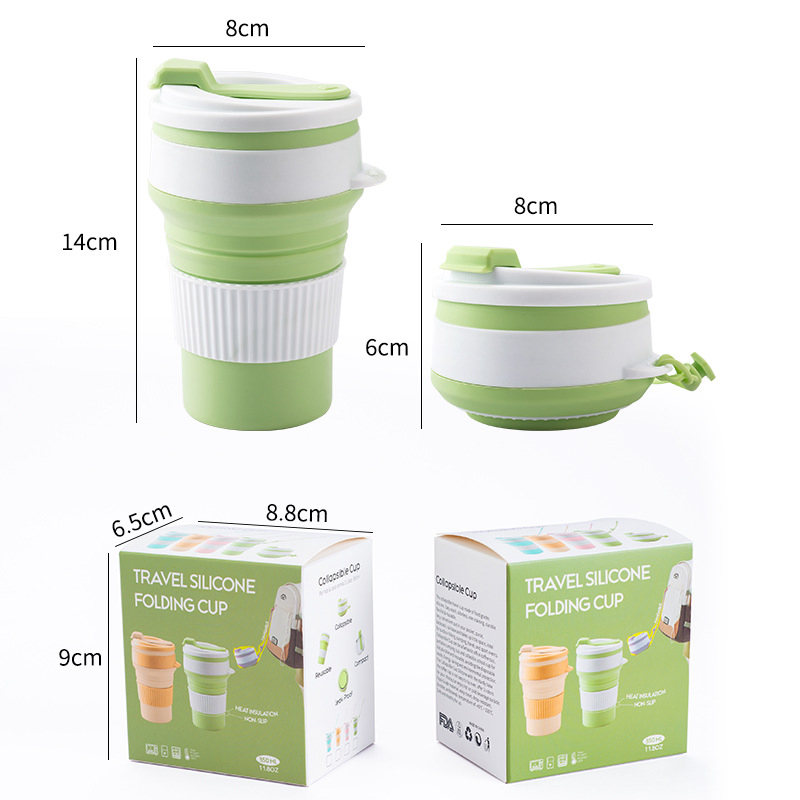 Portable Foldable Travel Folding Silicone Coffee Tea Beer Mug with Lid