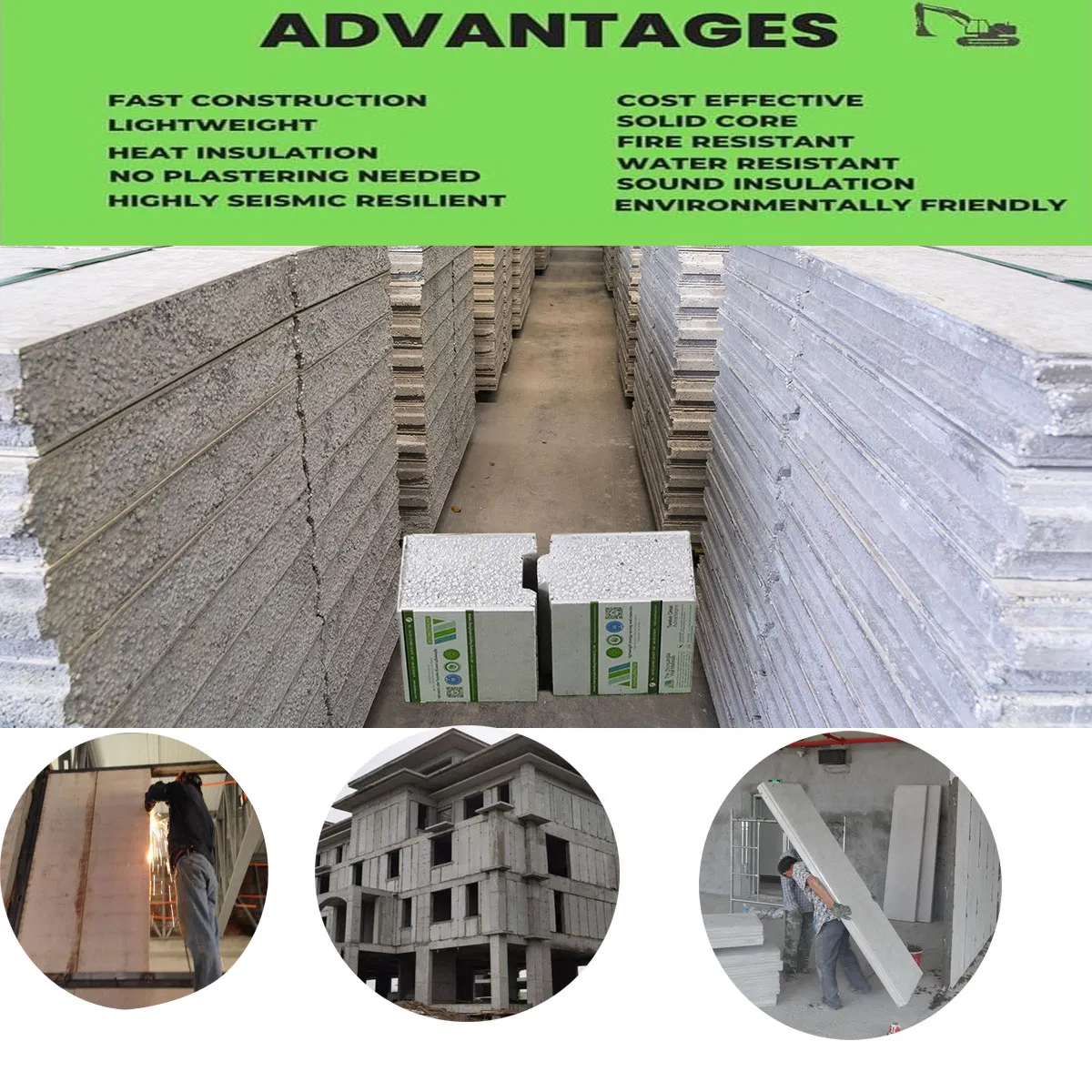 Heat Preservation Saudi Arabia 4 Hours Fireproof EPS Cement Wall Panel