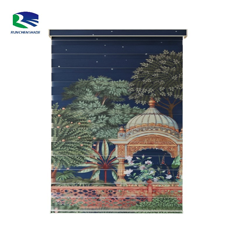 2025 Well Home Center Double Dual Sheer Flower Printed Scenery Smart Zebra Printed Window Blinds