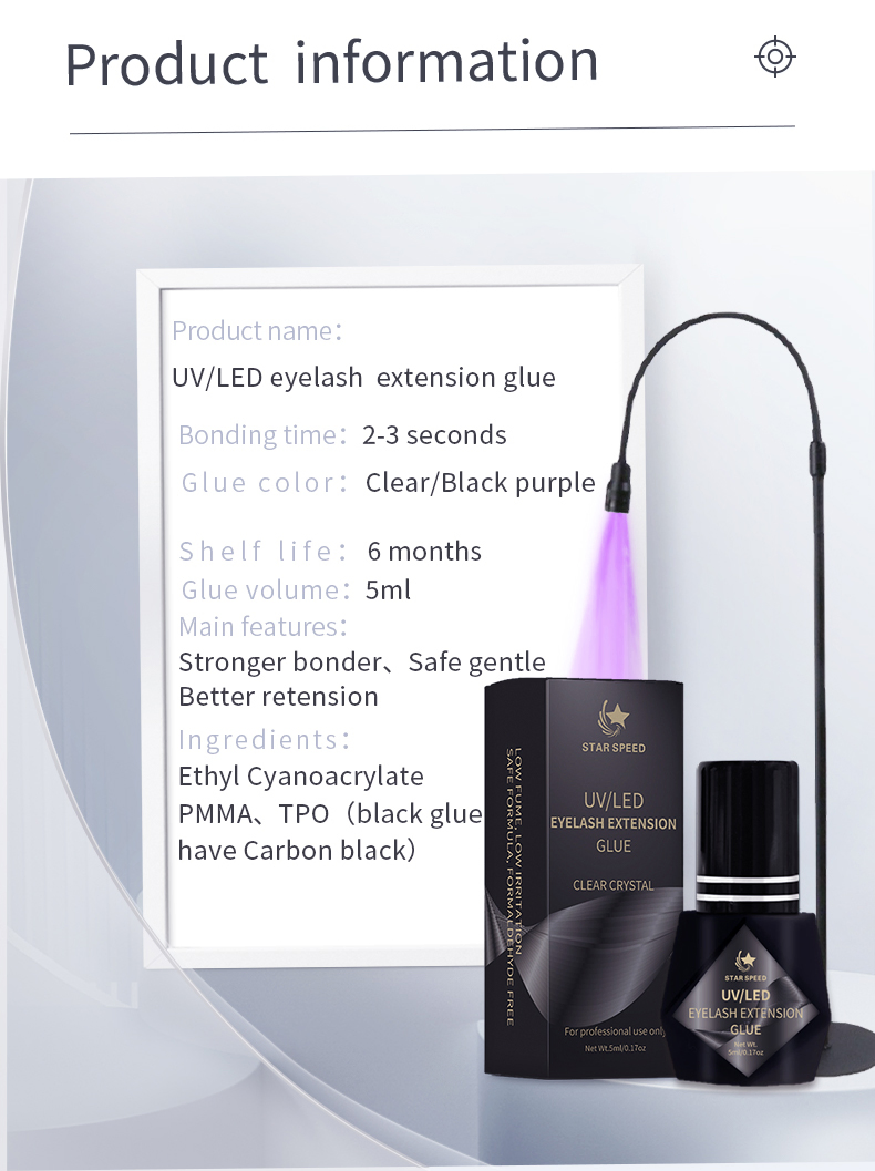 Starspeed UV Lash Glue Clear UV Eye Lash Extensions Glue Strong LED UV Lash Glue