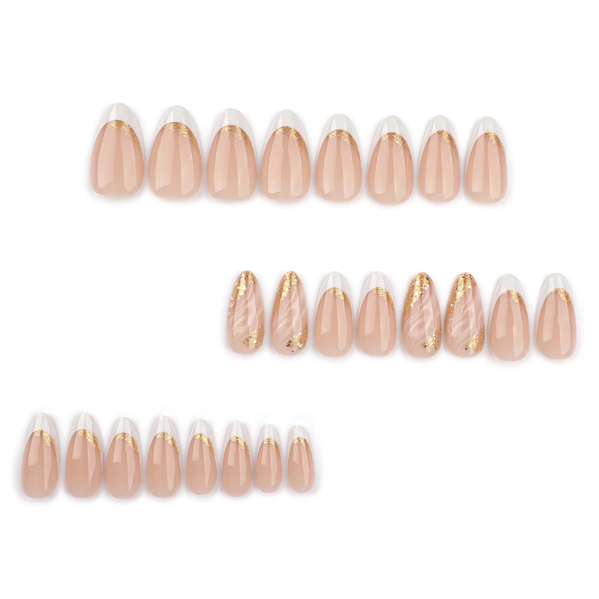 High Quality Press on Nails Fashion 24PCS Nails Reusable Press on False Nails with French Tip