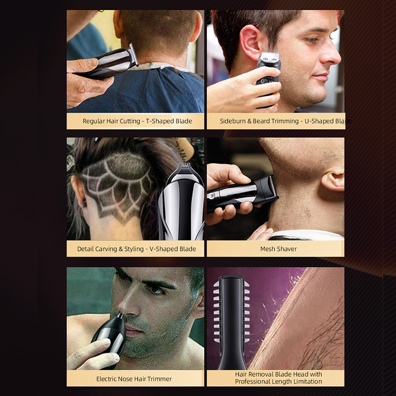 11-in-1 Multi-Functional Ipx6 Electric Hair Trimmer Head Shaver for Wet Dry Use