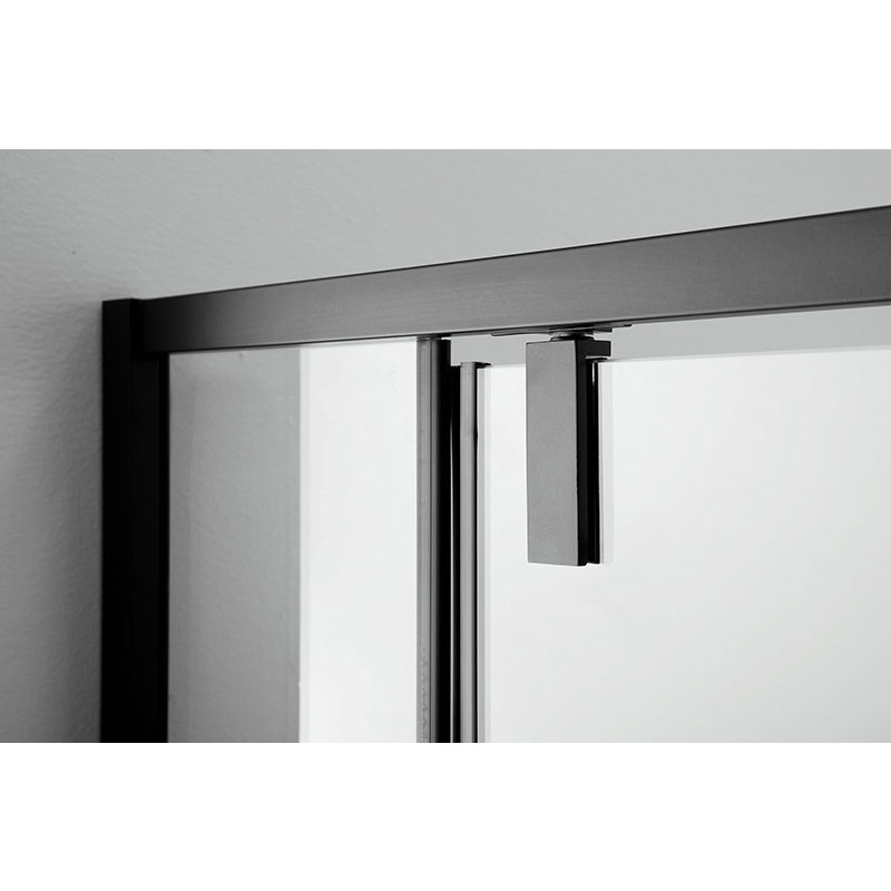 Square Matte Black Hinge Bathroom Screen Shower Door 304 Stainless Steel Simple Shower Room