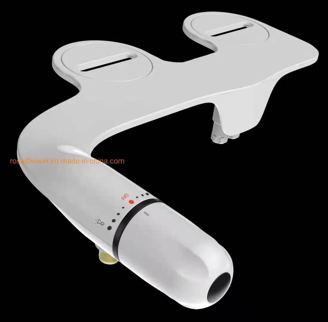 Non-Electric Bidet Toilet Attachment W/ Self-Cleaning Dual Nozzle and Easy Water Pressure Adjustment for Sanitary and Feminine Wash (White and White)