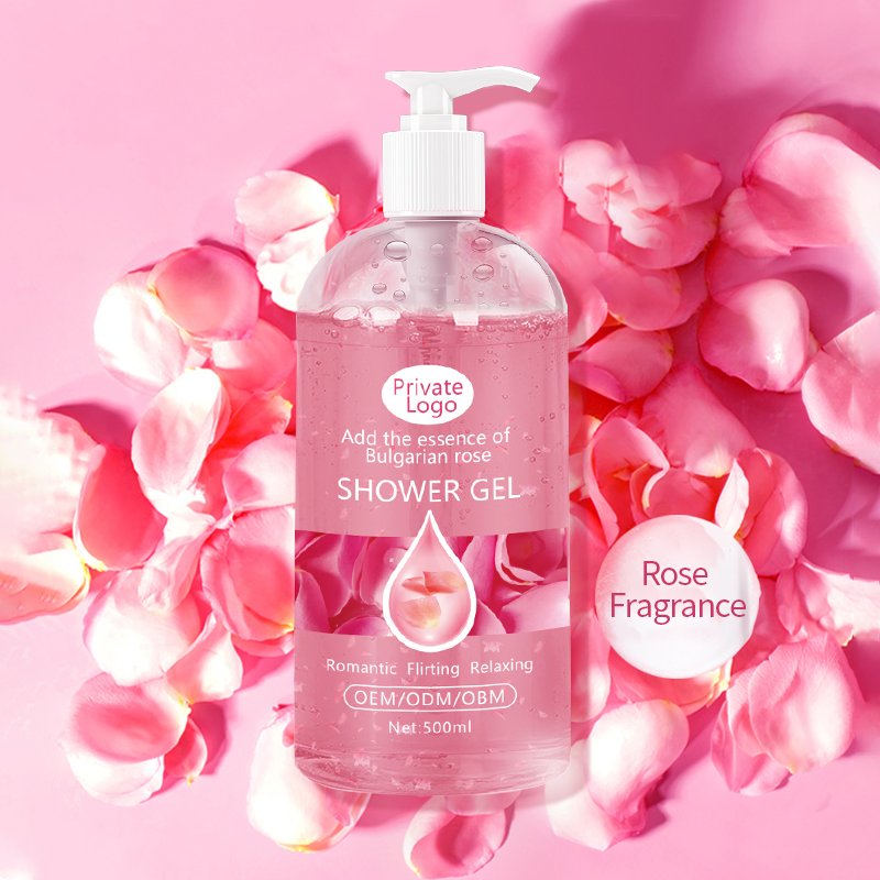 Customize Logo Natural Organic Romantic Firming Relaxing Body Wash Rose Shower Gel 500m