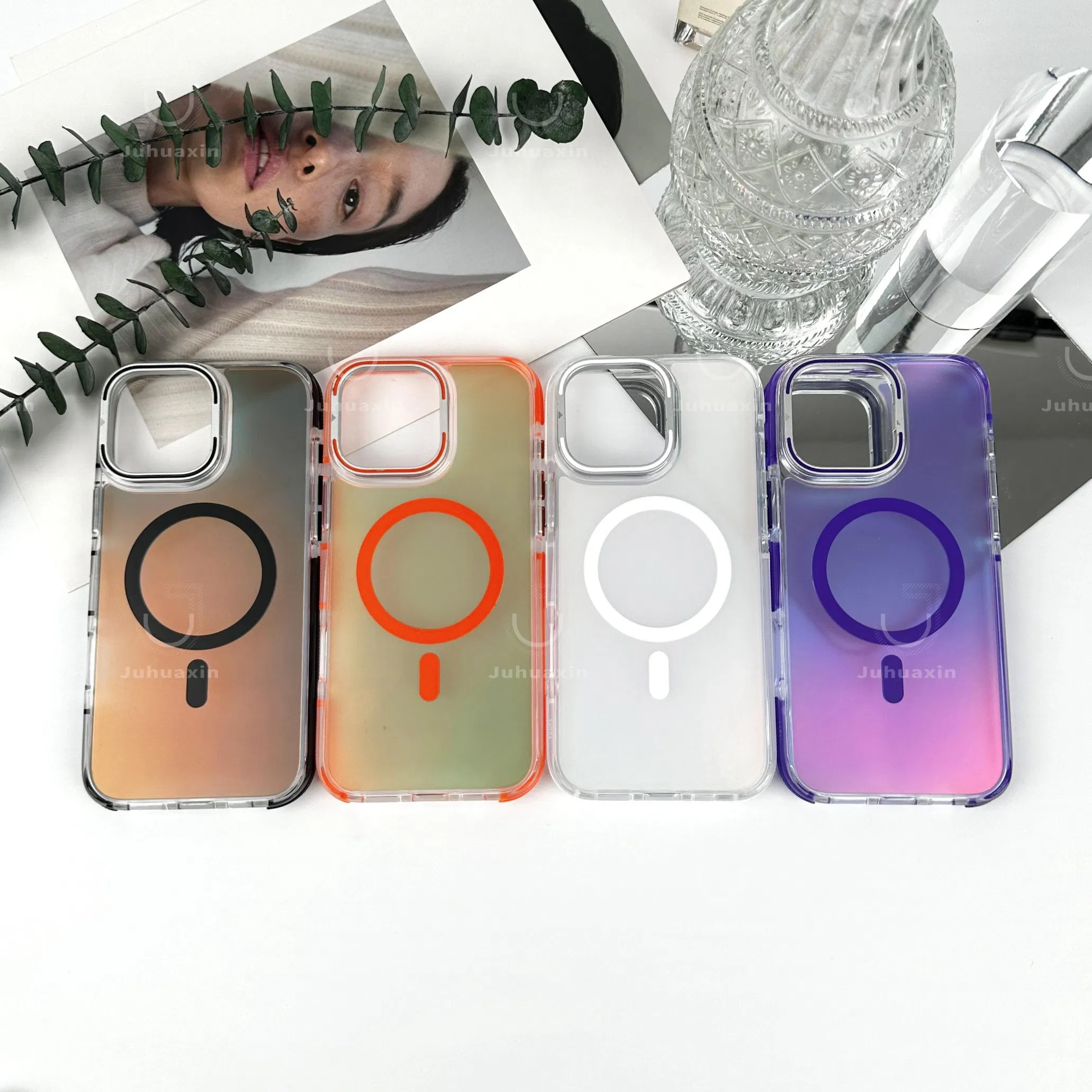 Newest Design Multiple Colors Mobile Phone Cover with Camera Holder Fundas for iPhone Samsung Huawei Xiaomi