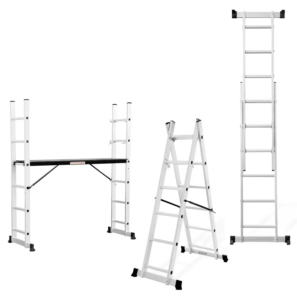2X6/7 Step with Platform Aluminum Telescopic Ladder Scaffolding Step Ladder with Platform